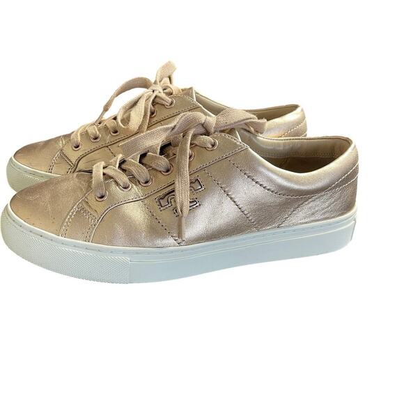 TORY BURCH AMALIA  SNEAKERS METALLIC NAPPA LEATHER ROSE GOLD SIZE 7.5M‎ - Picture 4 of 7